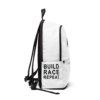 Build Race Repeat backpack white | Unisex Fabric Backpack - Image 2